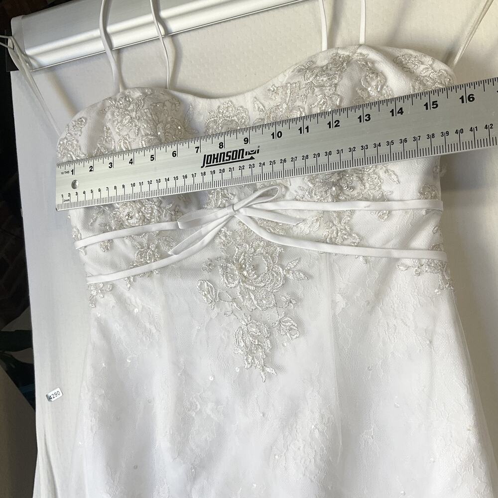 David’s Bridal Women Dress 12 White Rayon Floral A-Line SY9501 Wedding Embroided - Picture 5 of 16